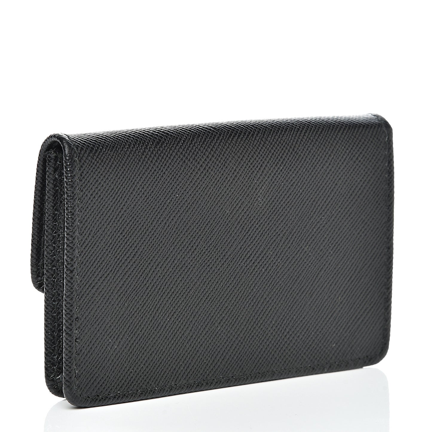 Saffiano Metal Flap Card Holder Black