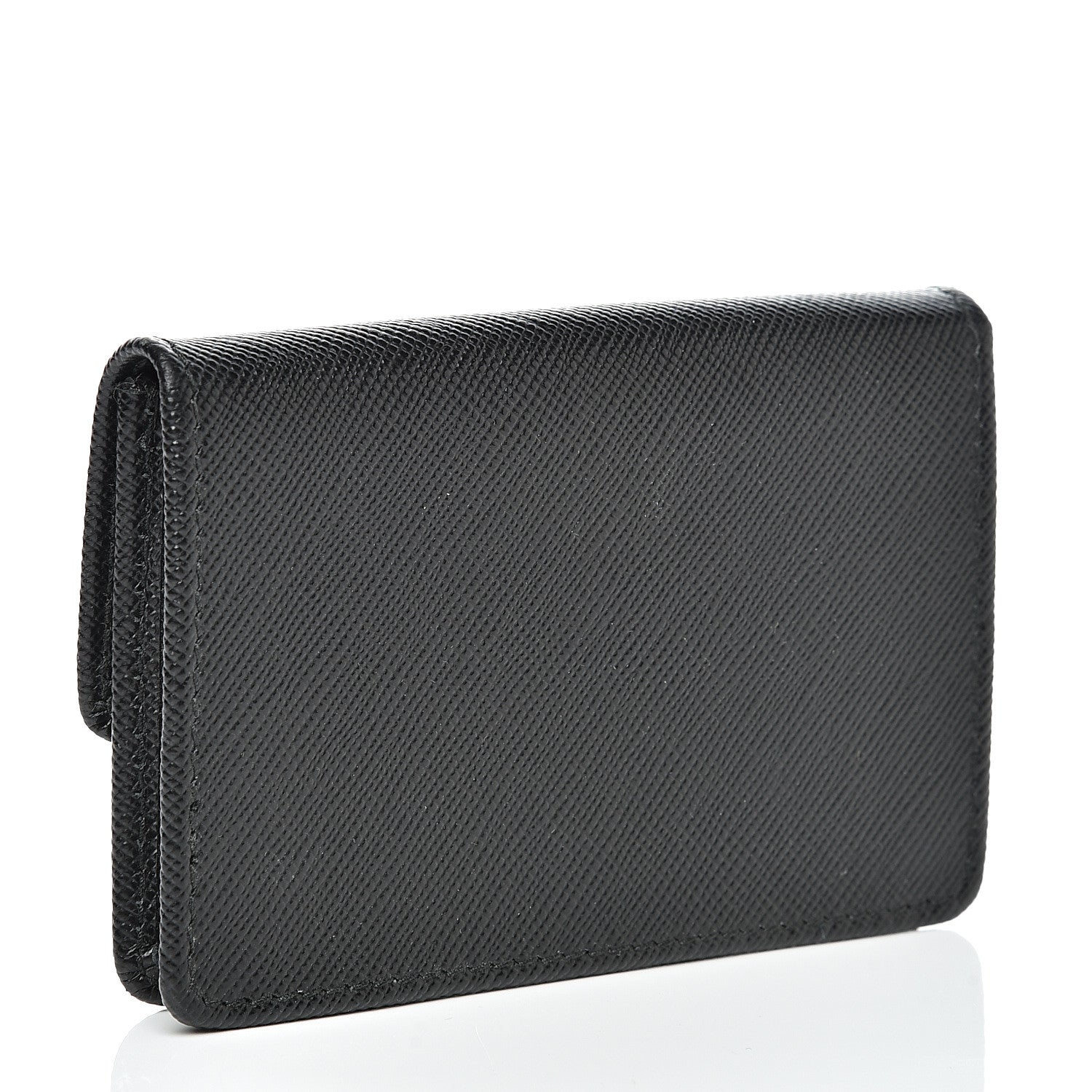 Prada Saffiano Metal Flap Card Holder Black 2 of 7