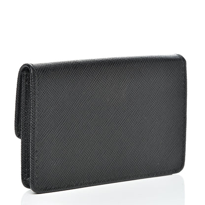 Prada Saffiano Metal Flap Card Holder Black 2 of 7