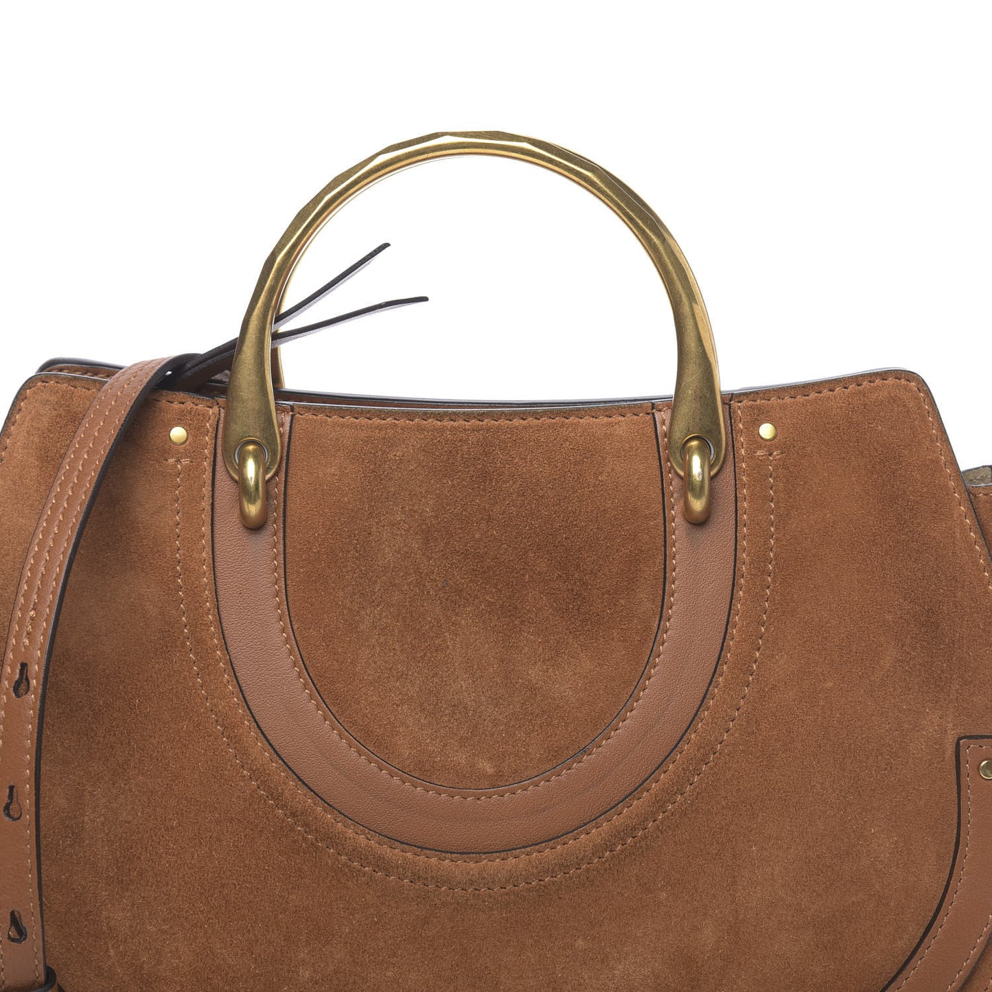 Calfskin Suede Medium Pixie Shoulder Bag Caramel