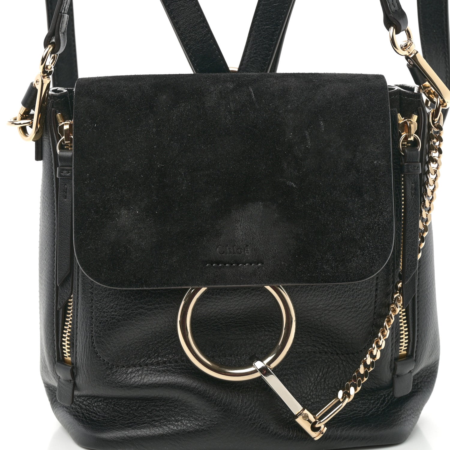 Chloe Suede Calfskin Small Faye Backpack Black 10 of 12