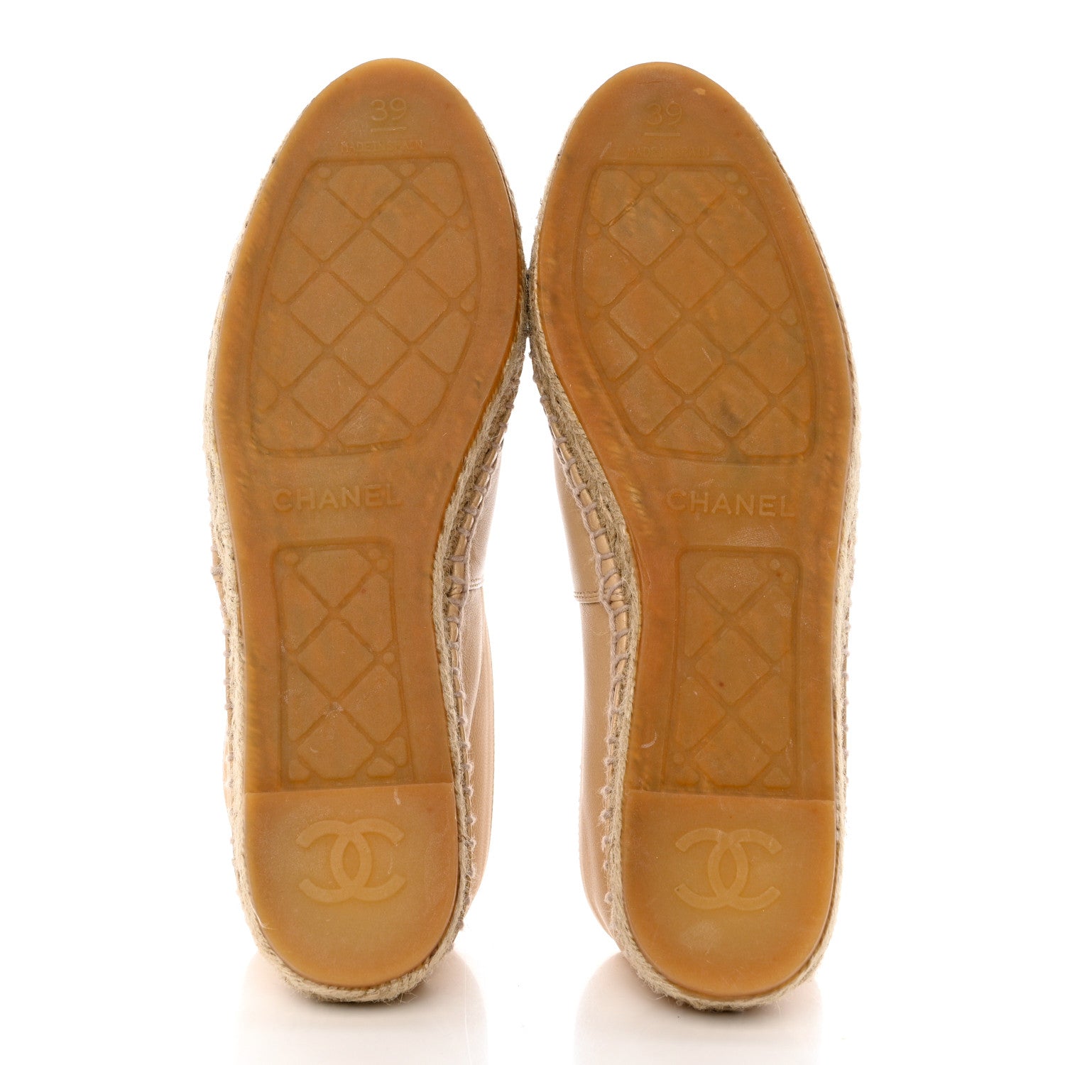 Chanel Lambskin CC Espadrilles 39 Beige Black 5 of 10