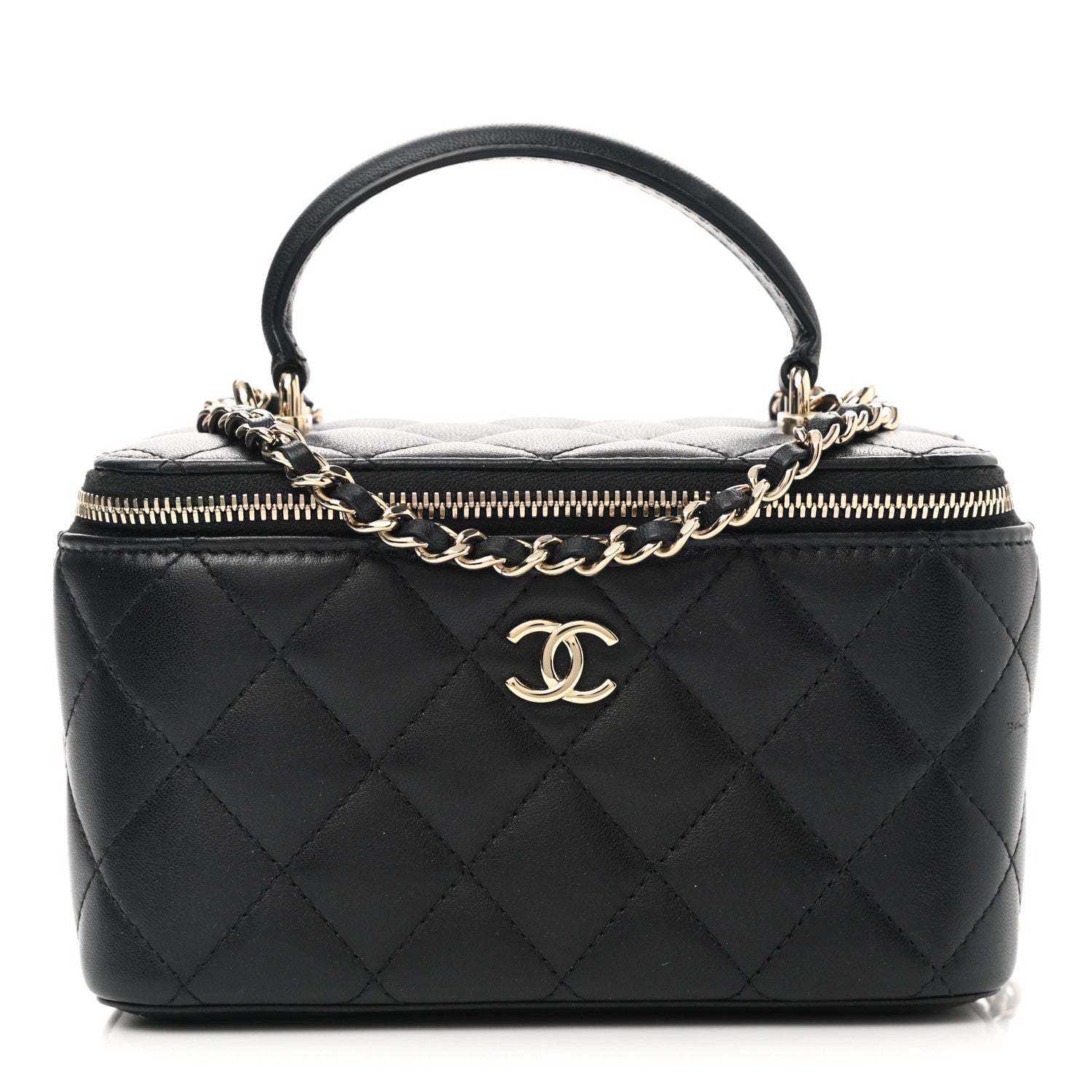 Chanel Lambskin Quilted Small Top Handle Vanity Case With Chain Black 1 of 11