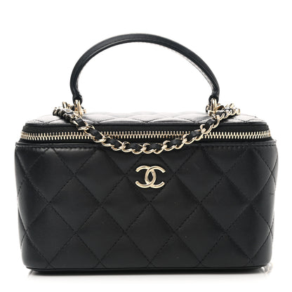 Chanel Lambskin Quilted Small Top Handle Vanity Case With Chain Black 1 of 11