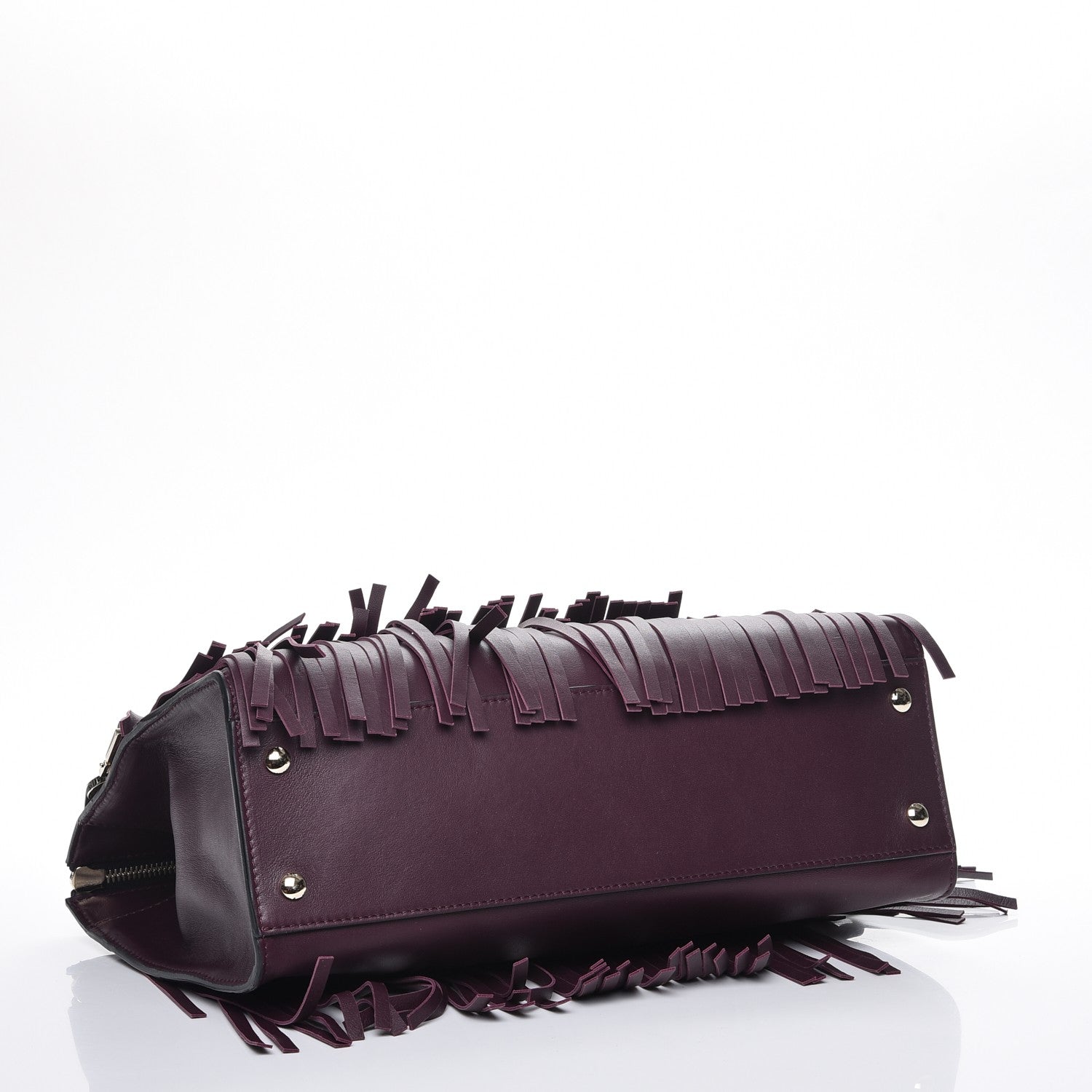 Versace Calfskin Palazzo Fringe Tote Purple 4 of 6