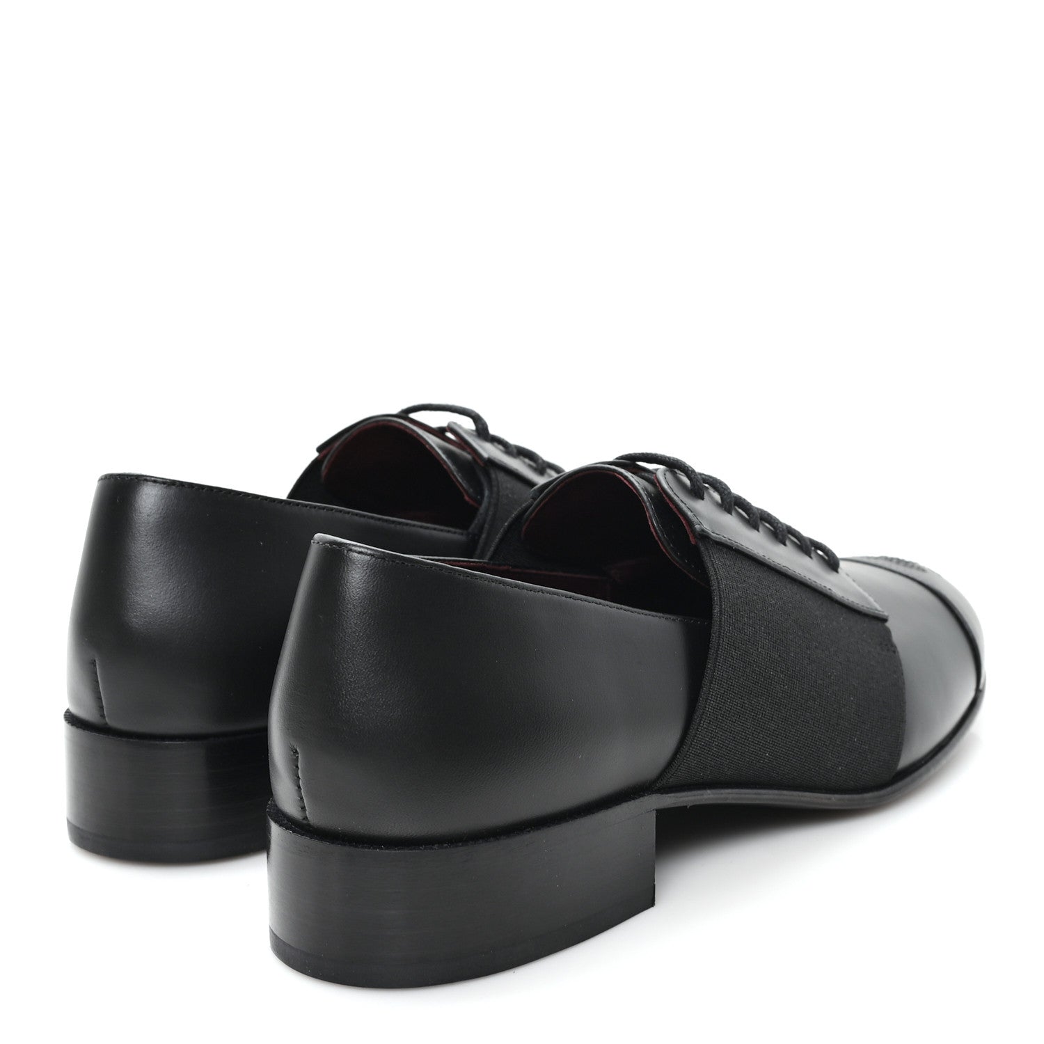 Chanel Calfskin Elastic Lace Up Cap Toe CC Loafers 37.5 Black 5 of 9