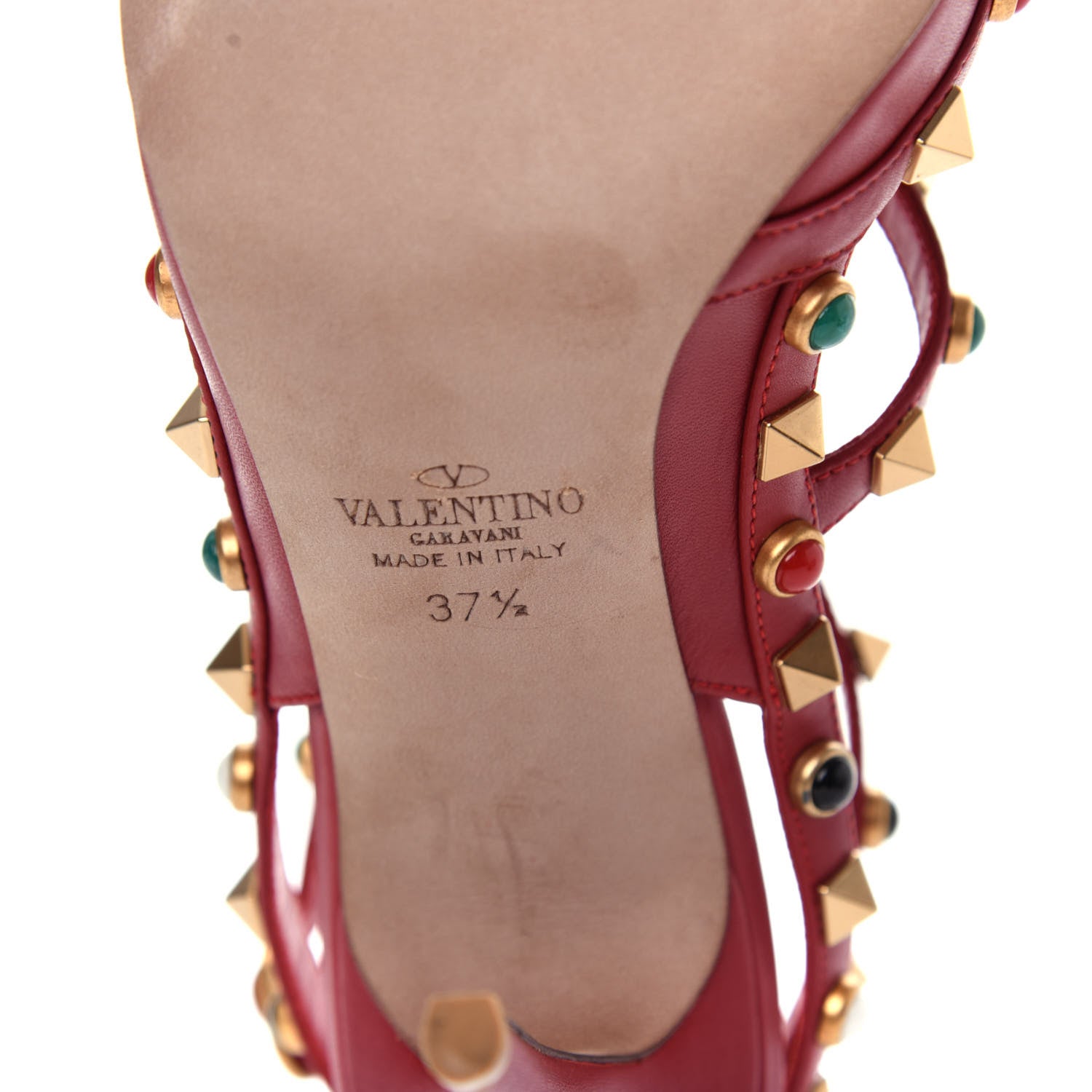 Valentino Garavani Calfskin Rockstud Rolling Ankle Strap 100mm Pumps 37.5 Rosso Valentino 9 of 11