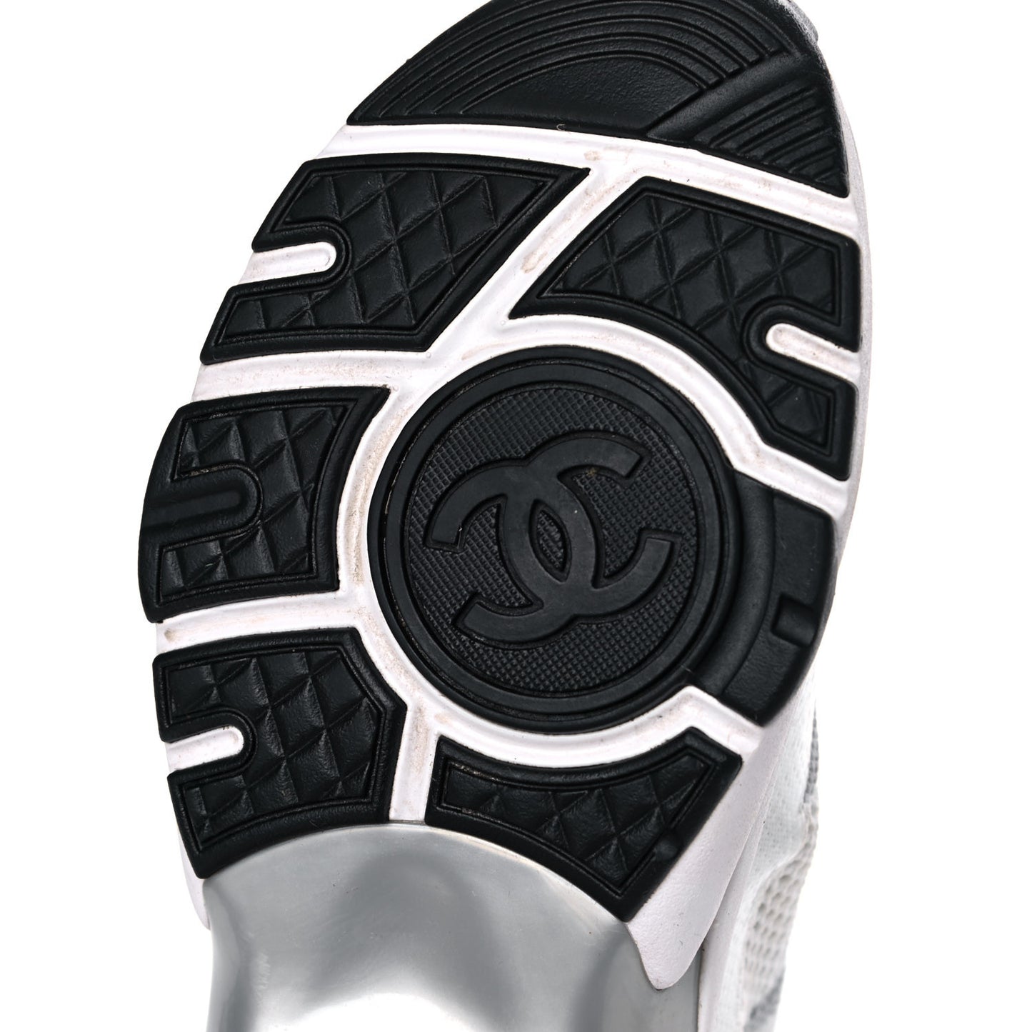 Fabric Suede Calfskin Stretch CC Sneakers 37 White Grey