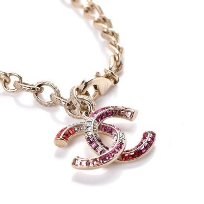 Chanel Baguette Crystal CC Bracelet Gold Fuchsia Purple 3 of 4