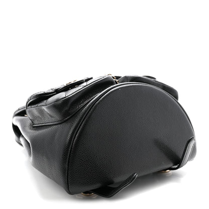 Chanel Shiny Caviar Quilted Medium Duma Pockets Drawstring Backpack Black 4 of 10