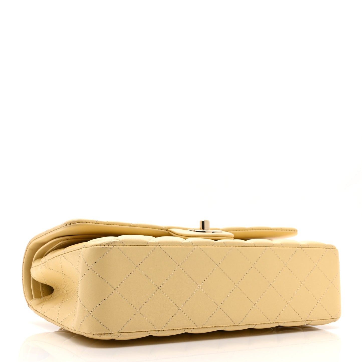 Lambskin Quilted Medium Double Flap Yellow