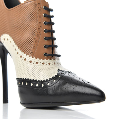Gucci Malaga Kid Womens Gia Brogue Lace Up Stilettos 39.5 Black Brown 12 of 14