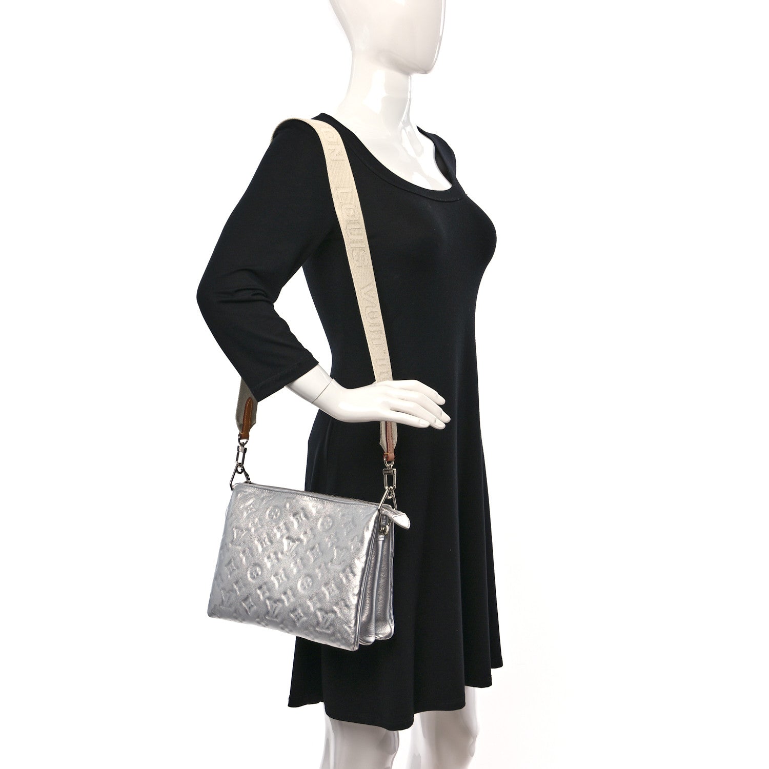 Louis Vuitton Metallic Lambskin Embossed Monogram Coussin PM Silver 2 of 11