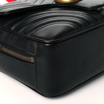 Gucci Calfskin Matelasse Sylvie Web Small GG Marmont Top Handle Shoulder Bag Black 10 of 13