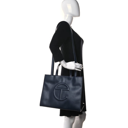 Telfar Vegan Leather Medium Shopping Bag Navy 3 of 9