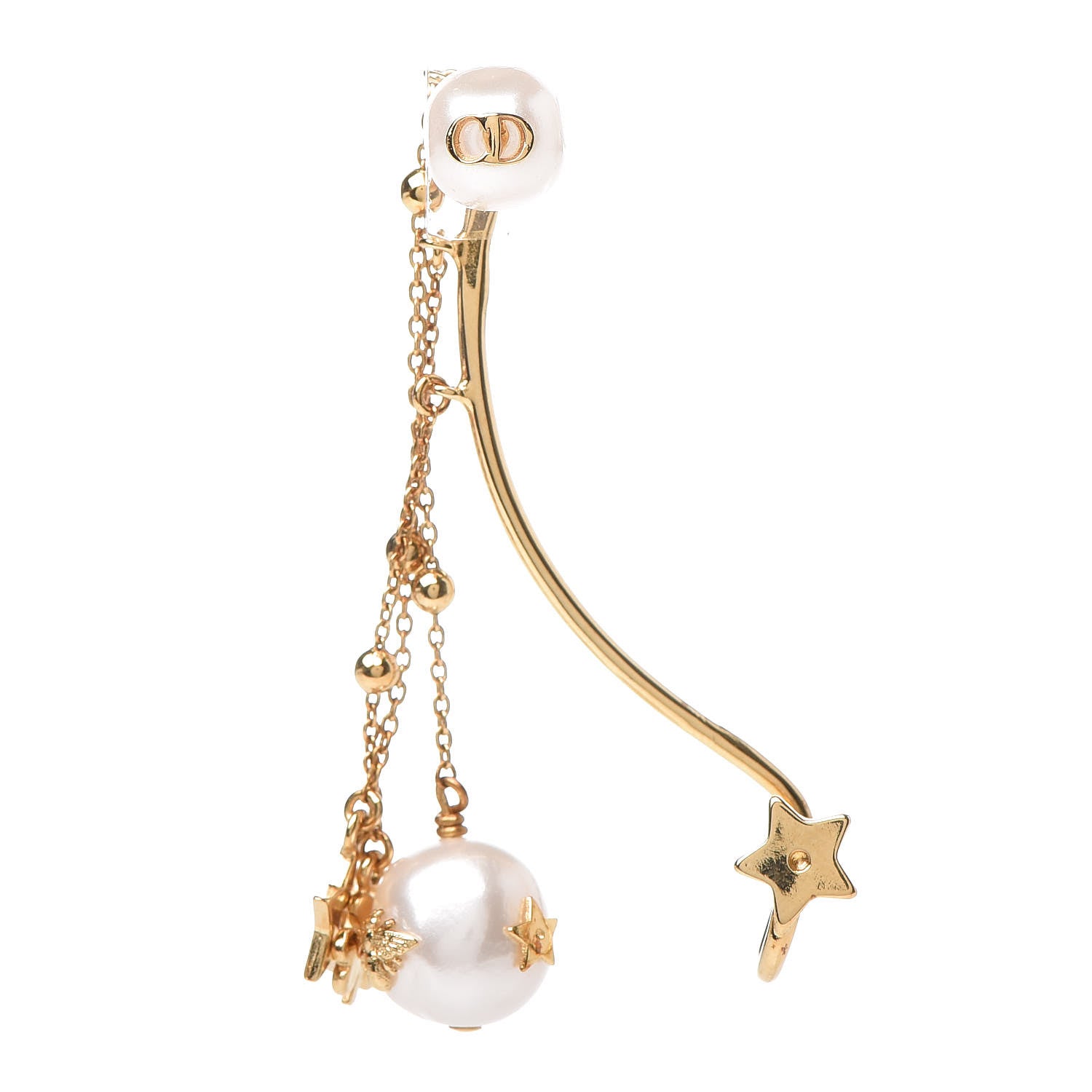 Christian Dior Pearl Shiny-D Earring Gold 1 of 4