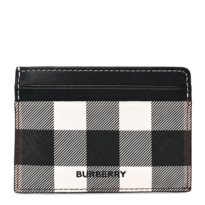 Burberry Gingham Check Calfskin Card Case Black White 1 of 9