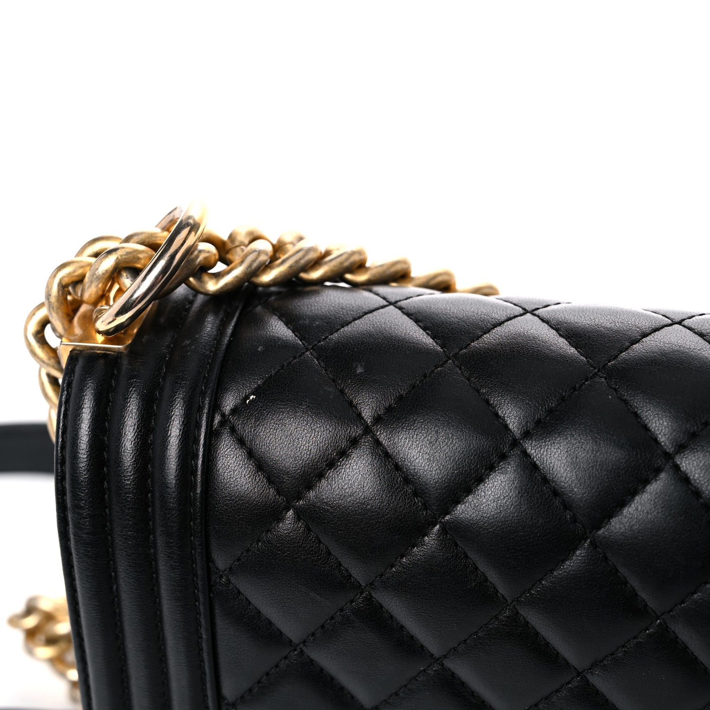 Lambskin Quilted Medium Boy Flap Black