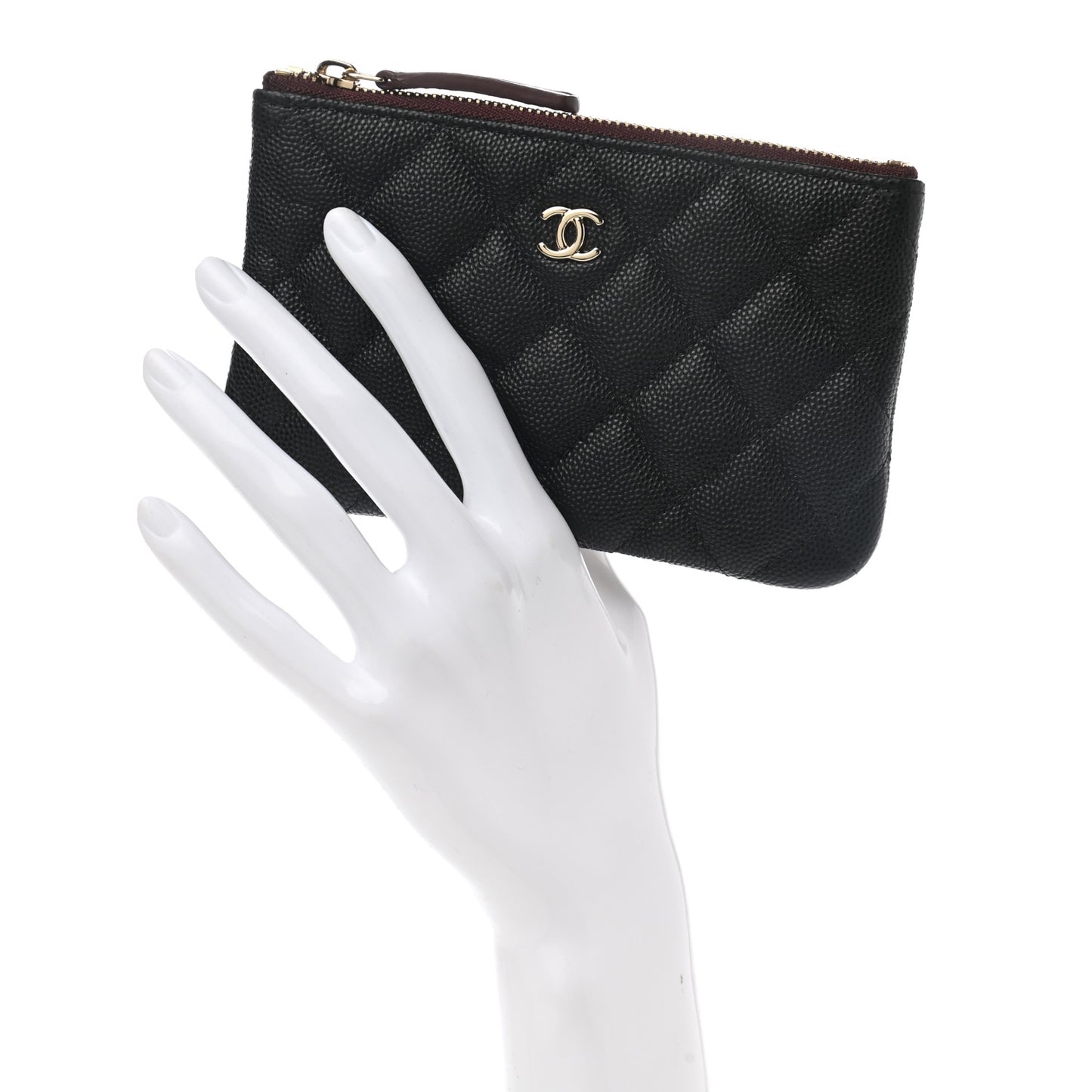 Caviar Quilted Small Cosmetic Case Black