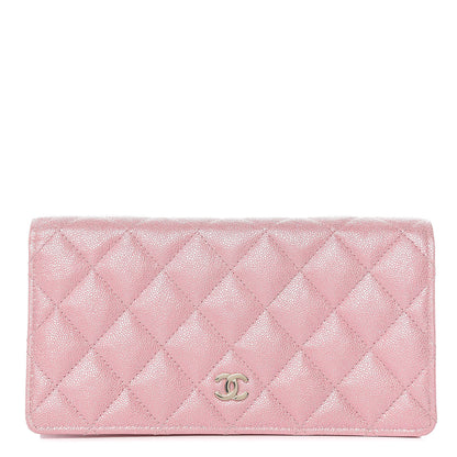Chanel Iridescent Caviar Quilted Yen Wallet Rose Pink 1 of 9