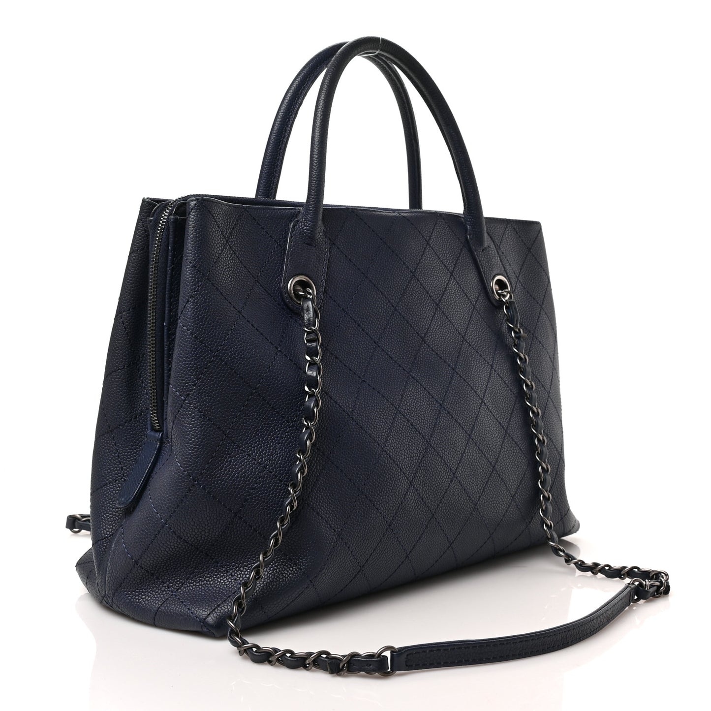 Grained Vegetal Calfskin Urban Shopping Tote Blue