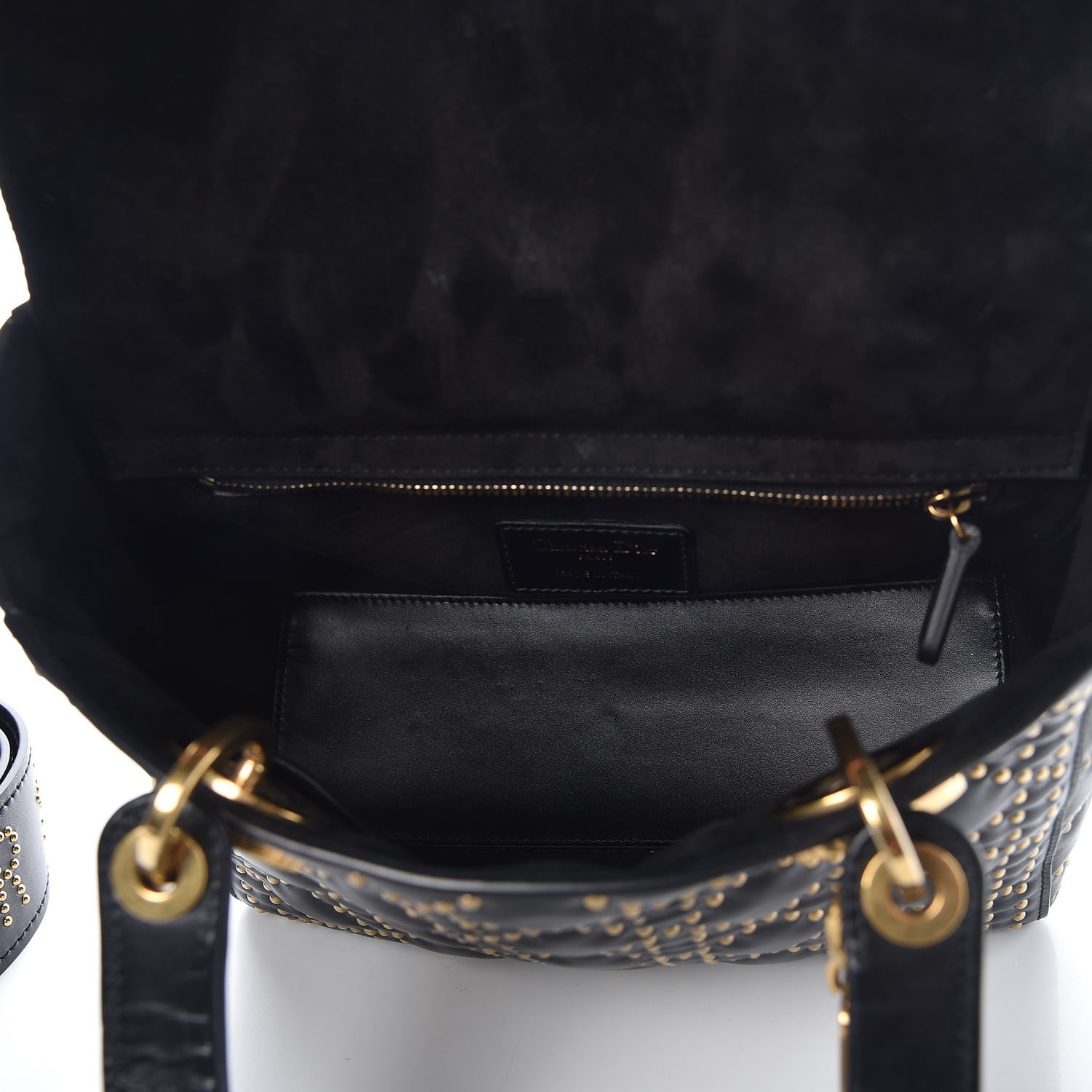 Christian Dior Calfskin Cannage Studded Medium Supple Lady Dior Black 5 of 10
