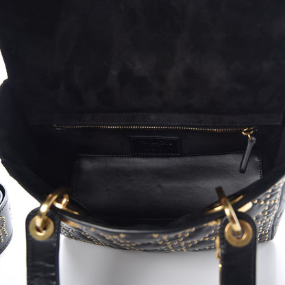Christian Dior Calfskin Cannage Studded Medium Supple Lady Dior Black 5 of 10