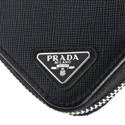 Prada Saffiano Triangle Zip Wallet Black 14 of 14