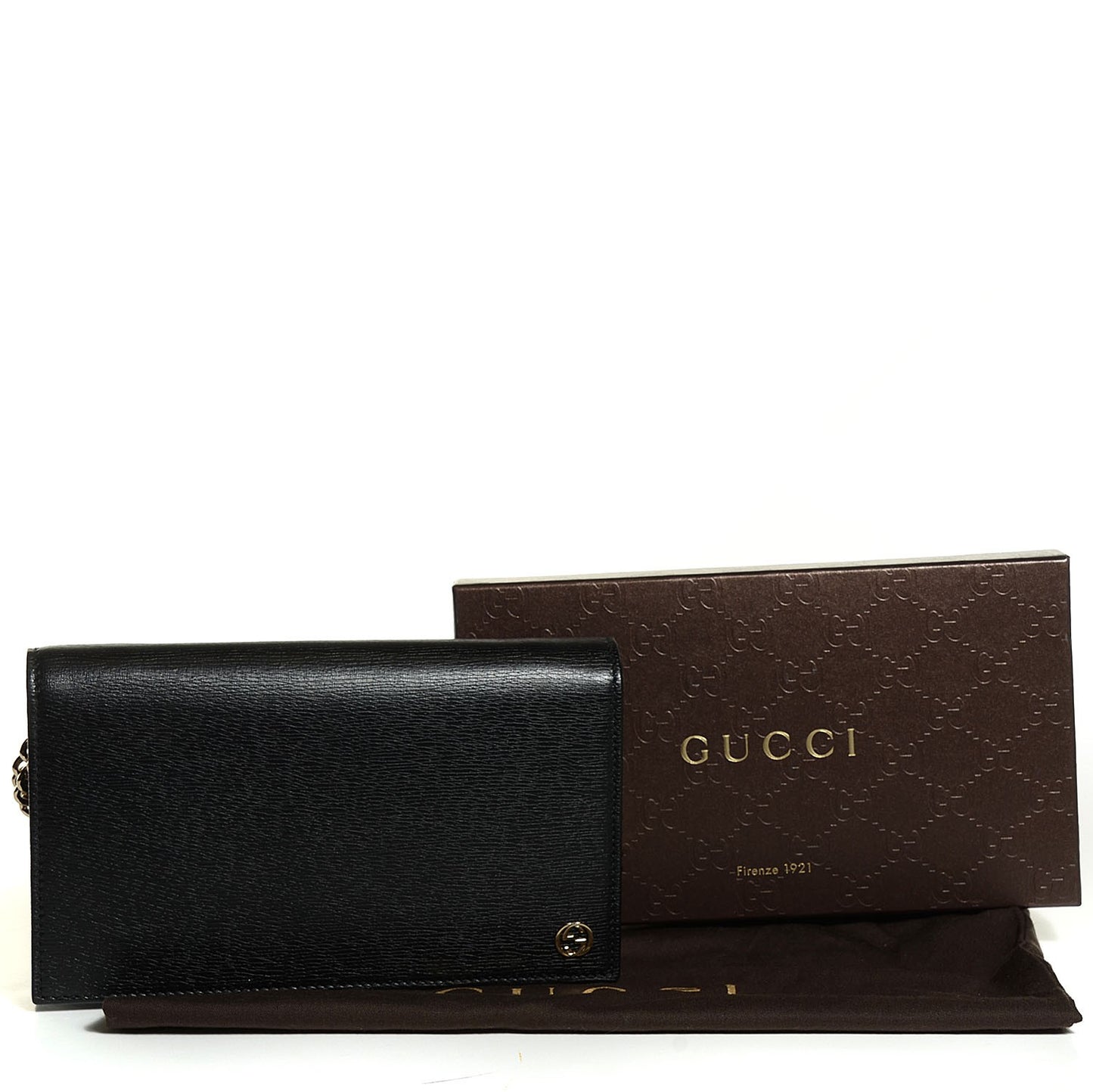 Textured Calfskin Medium Betty Chain Wallet Black