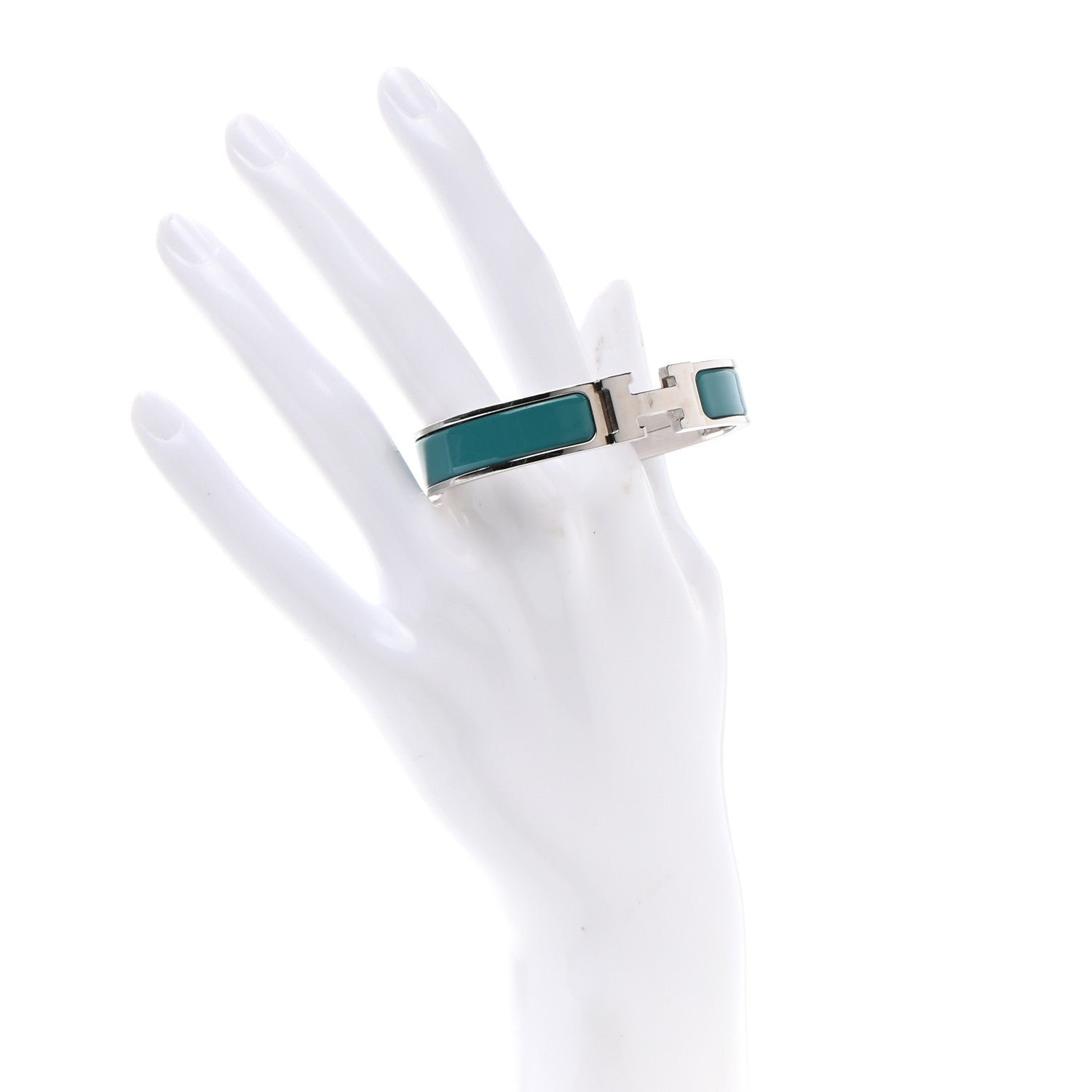 Hermes Enamel Narrow Clic Clac H Bracelet PM Bleu Canard 2 of 4