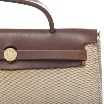 Hermes Toile Vache Calfskin Herbag 30 PM Natural 9 of 19