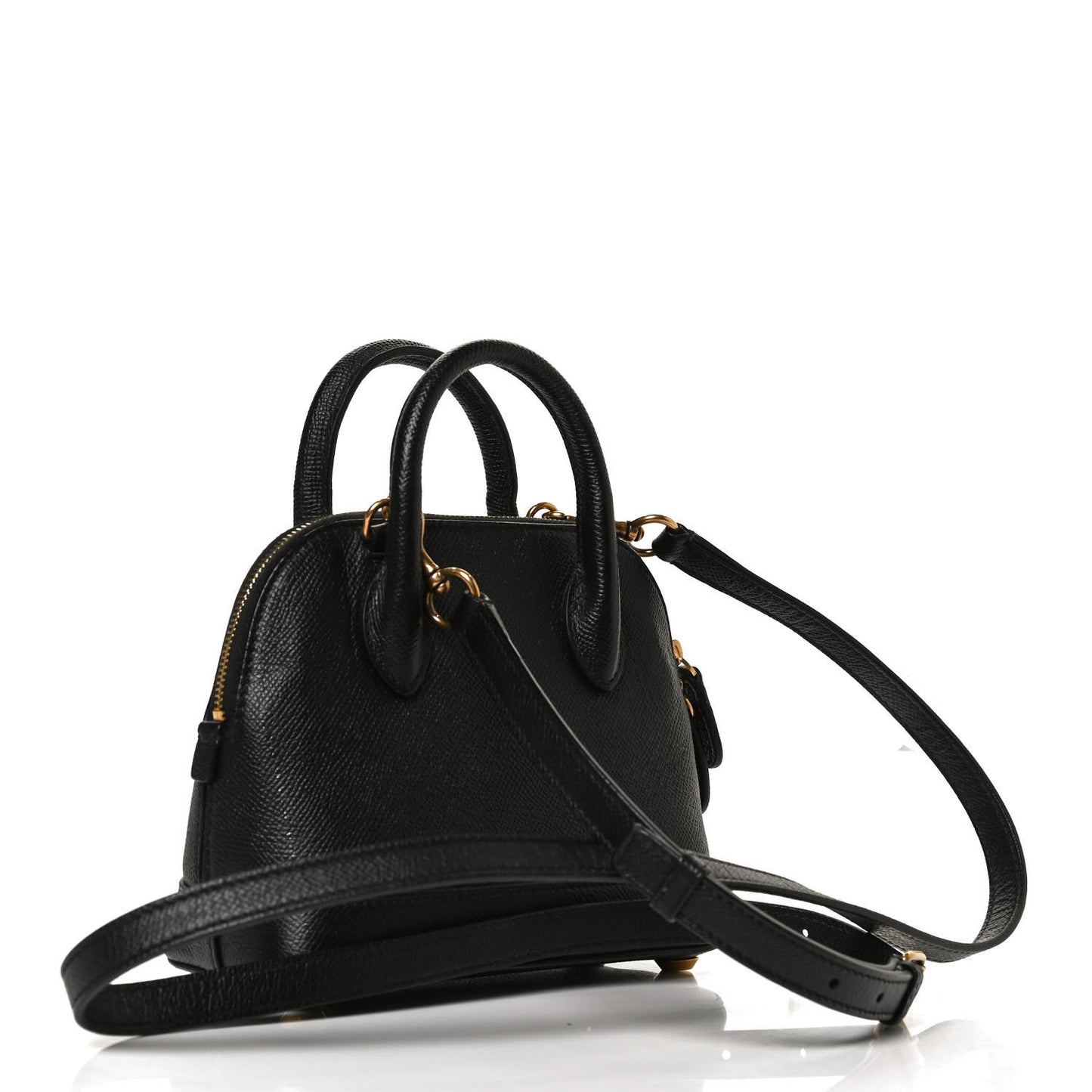 Signature Grained Calfskin XXS Ville Top Handle Bag Black White