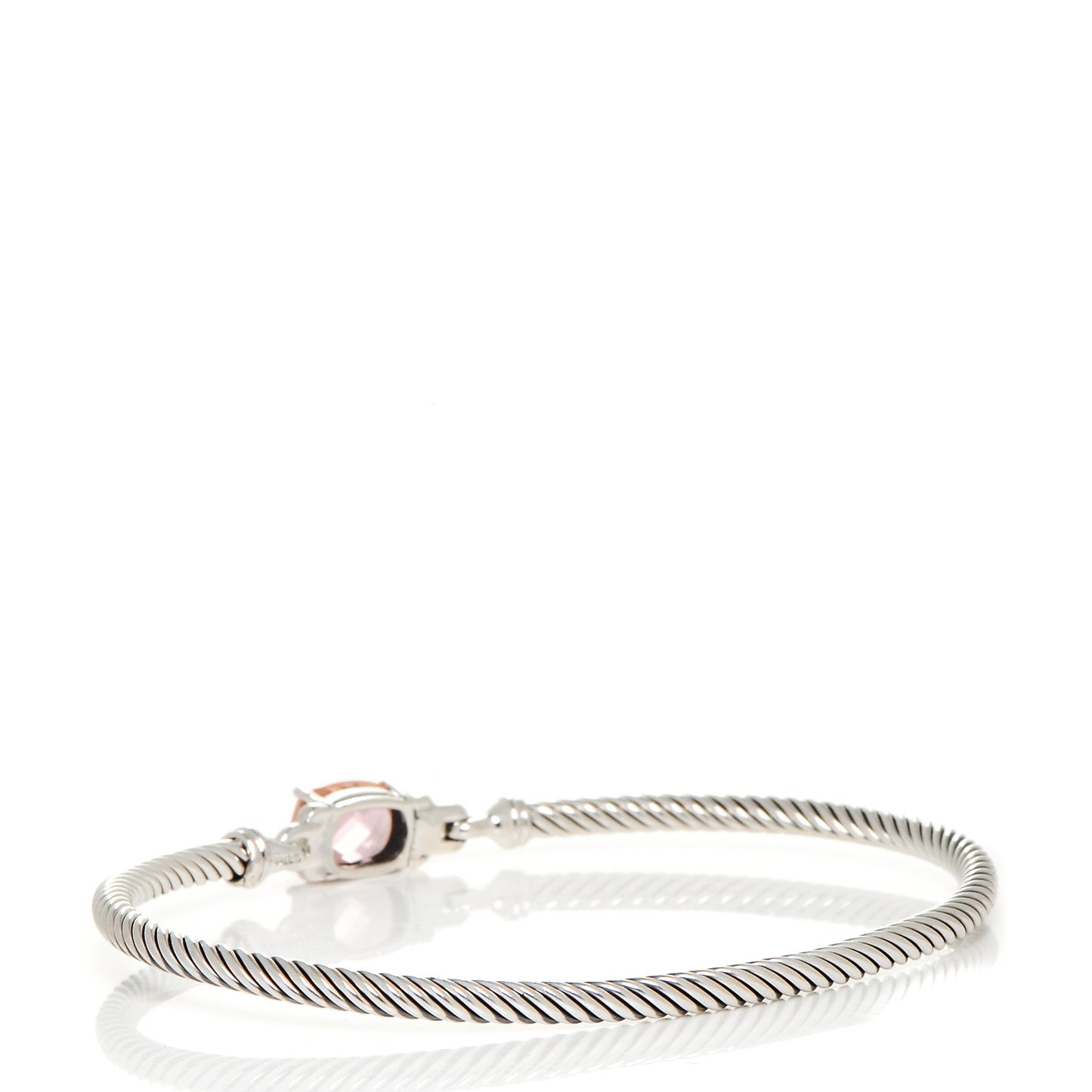 Sterling Silver Diamond Morganite 3mm Petite Wheaton Bracelet