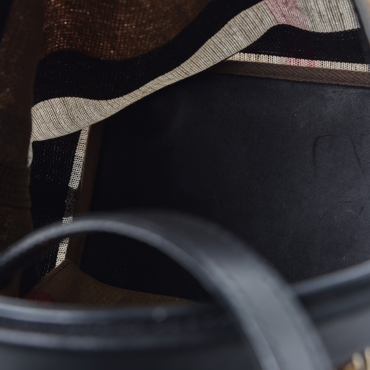 Burberry Canvas Mega Check Medium Susanna Hobo Black 10 of 11