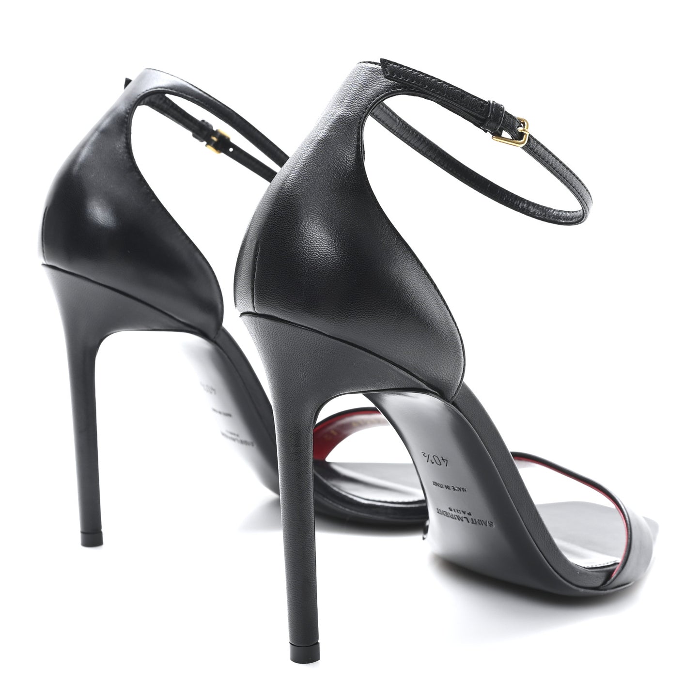 Calfskin Tripon Amber 105 Ankle Strap Sandals 40.5 Black