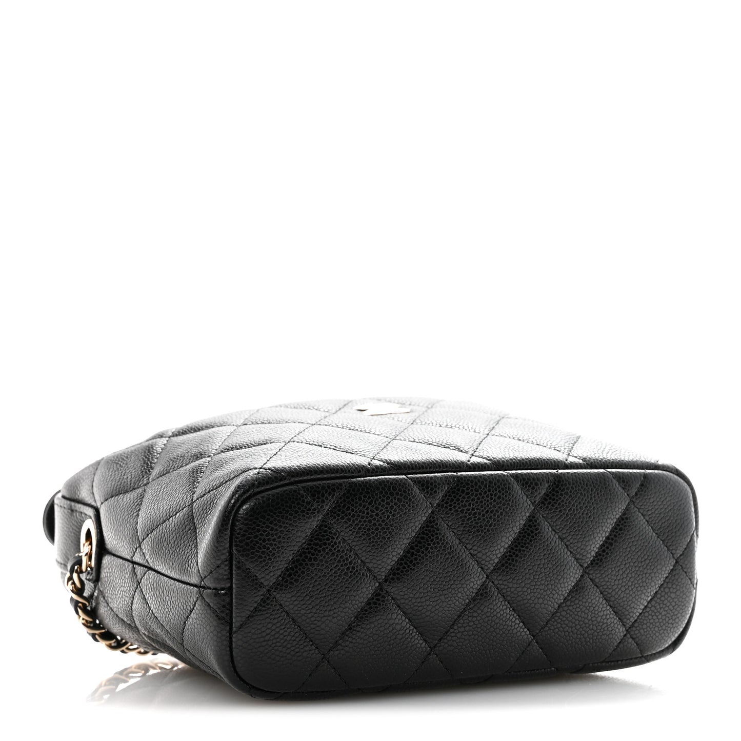 Caviar Quilted Hobo Clutch With Chain  Black