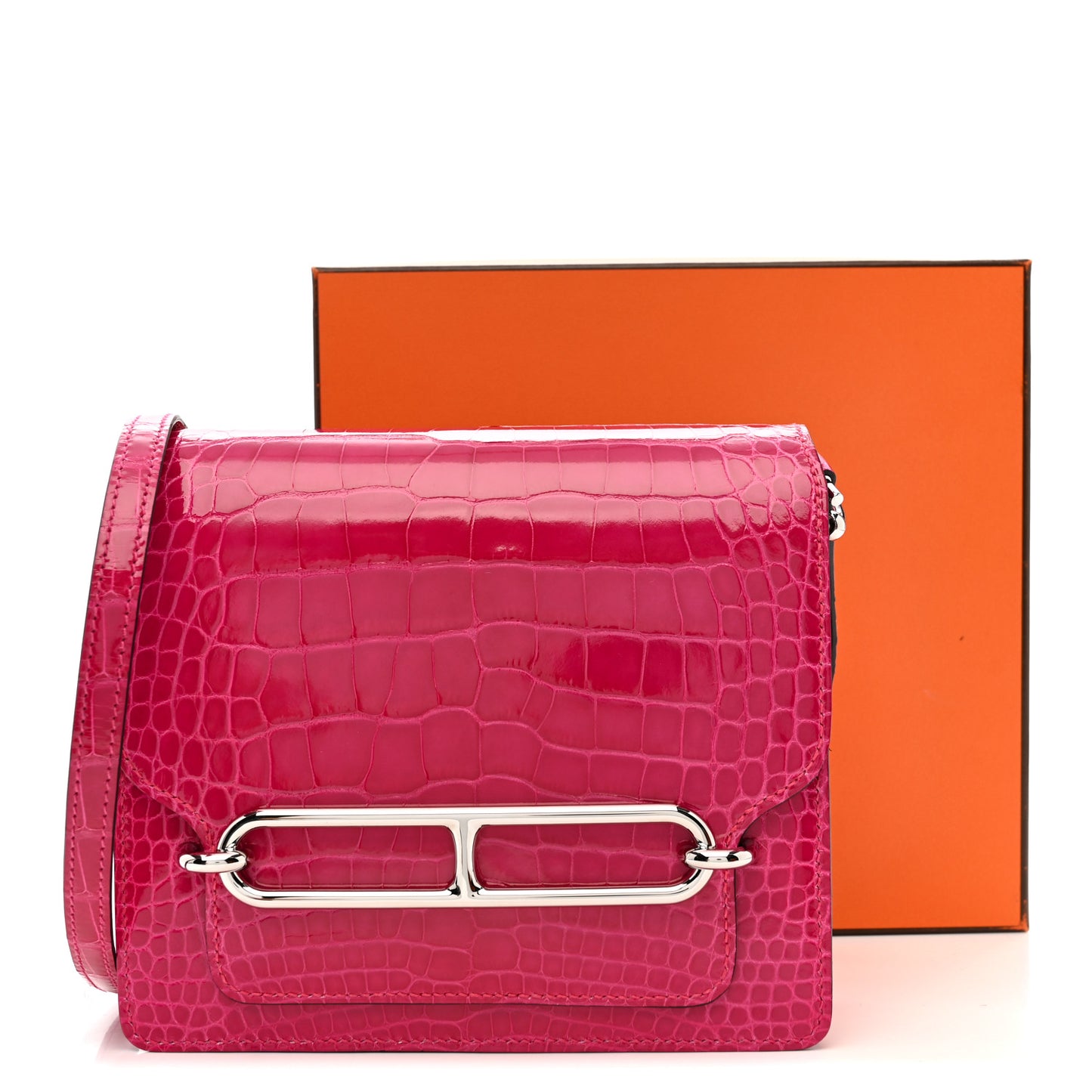 Shiny Alligator Mini Sac Roulis Rose Mexico