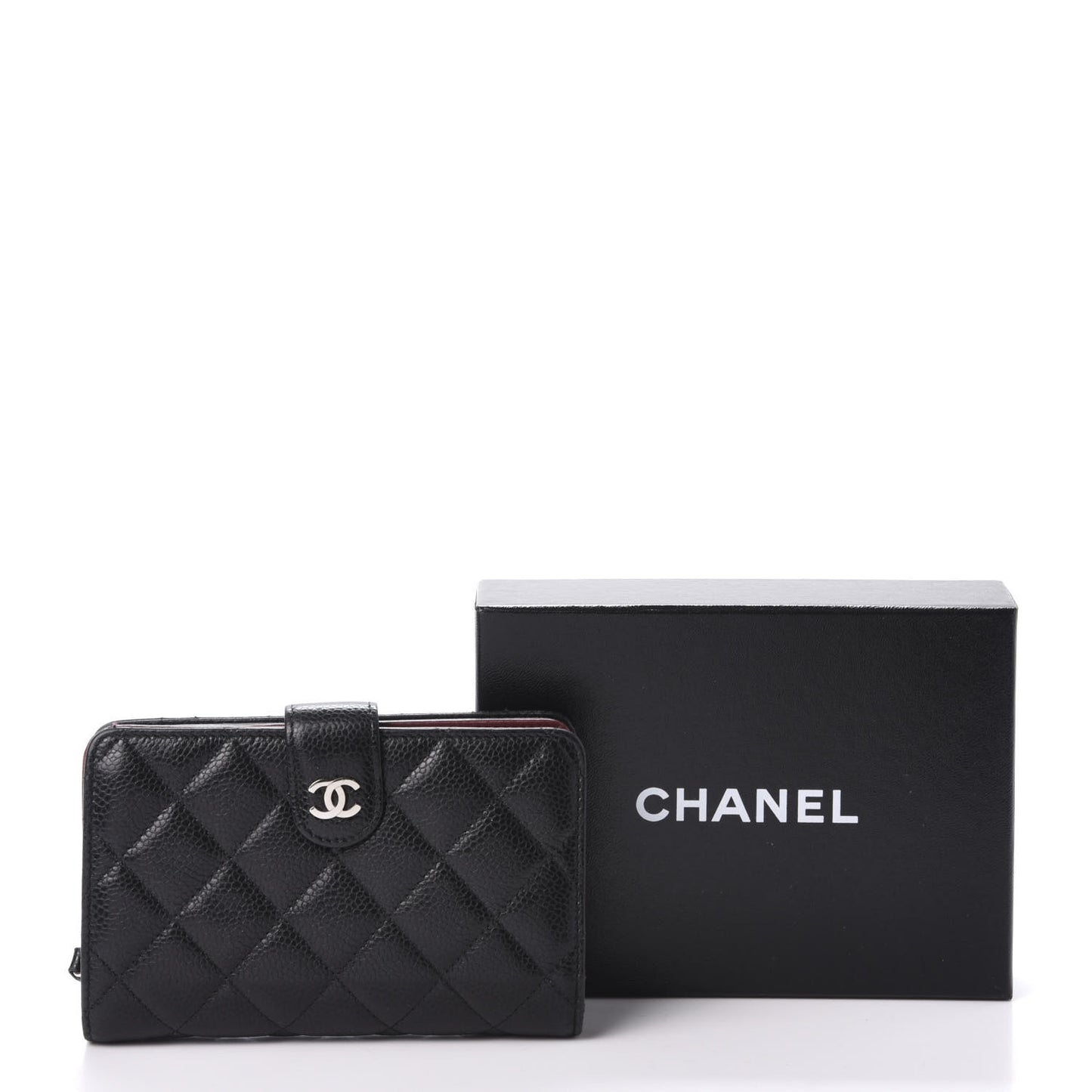 Caviar Quilted Zipped Pocket Wallet Black
