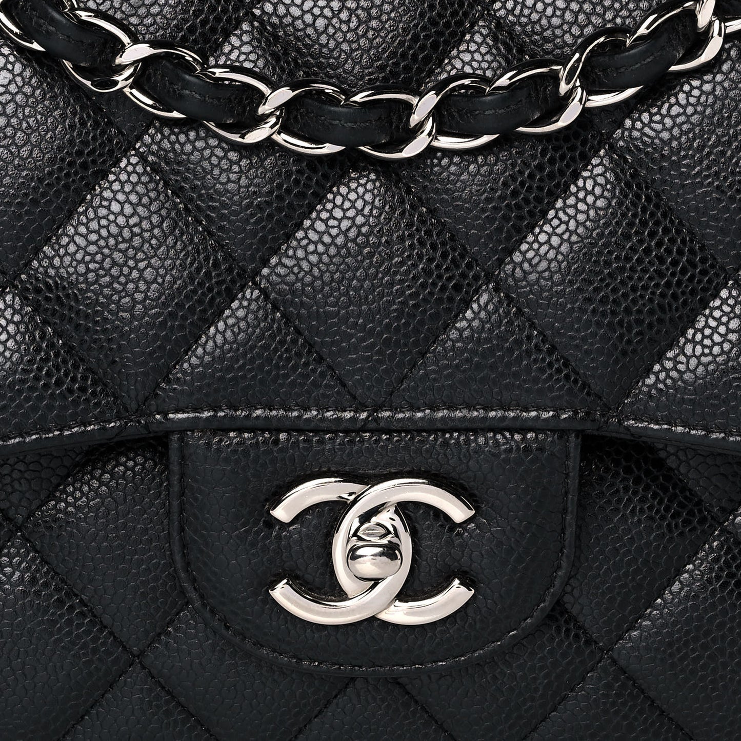 Caviar Quilted Jumbo Double Flap Black