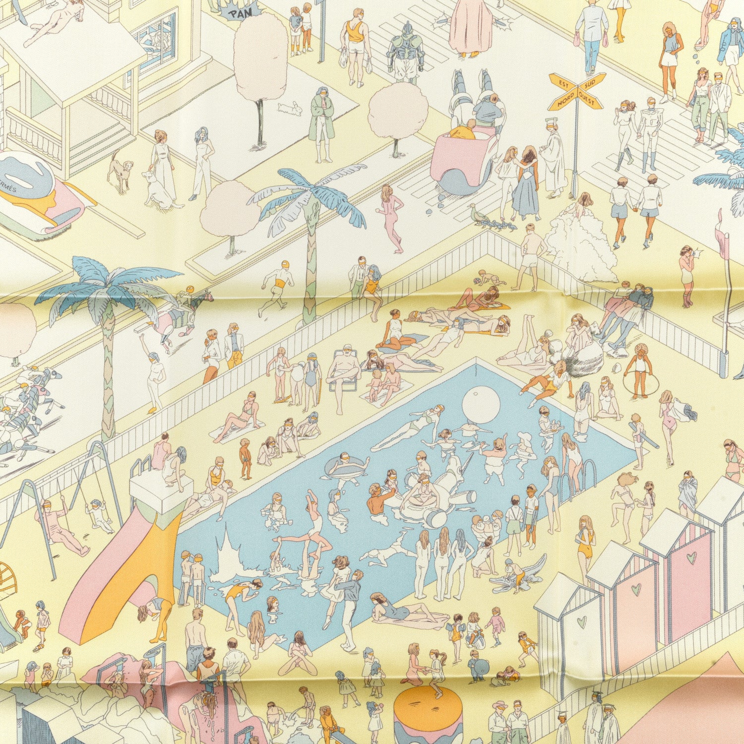 Hermes Silk On The Beach Scarf 90 Jaune Soufre Aqua 2 of 4