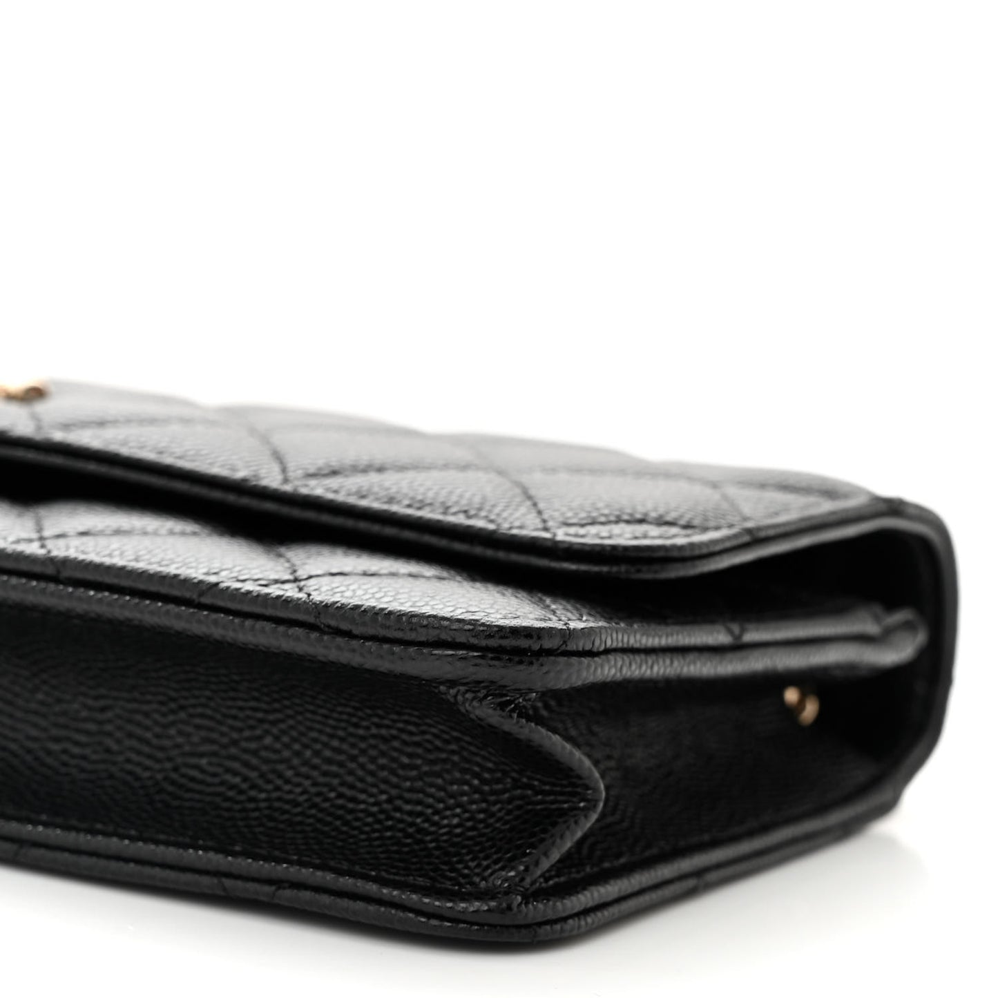 Caviar Quilted Long Clutch With Chain Black