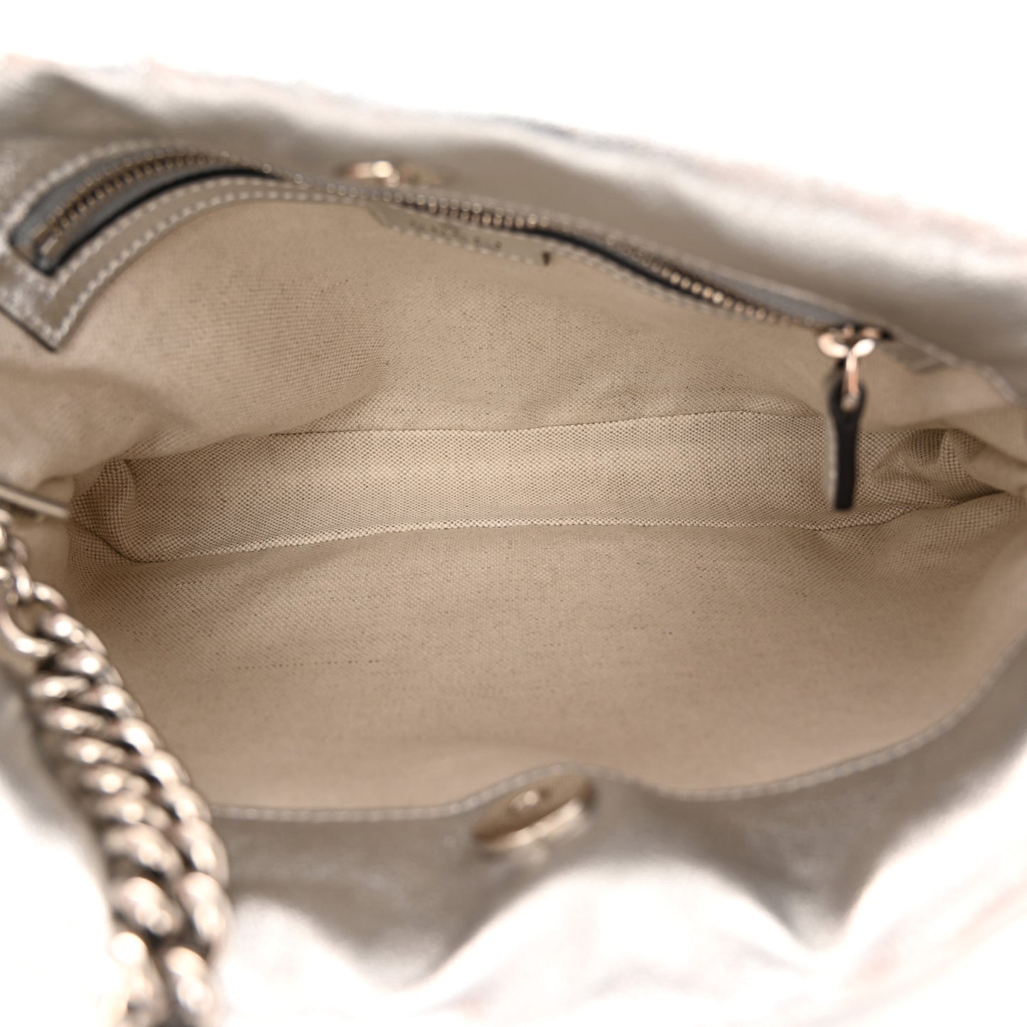 Sakai Be Green Calfskin Diagonal Stitched Small Blondie Tote Silver