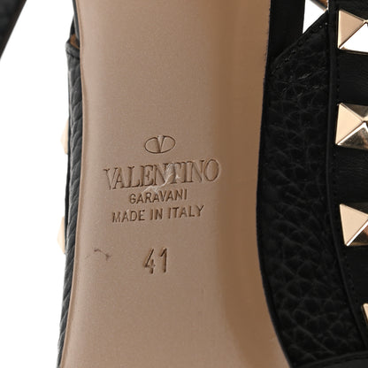 Valentino Garavani Pebbled Calfskin Rockstud Ankle Strap Pumps 41 Black 6 of 8