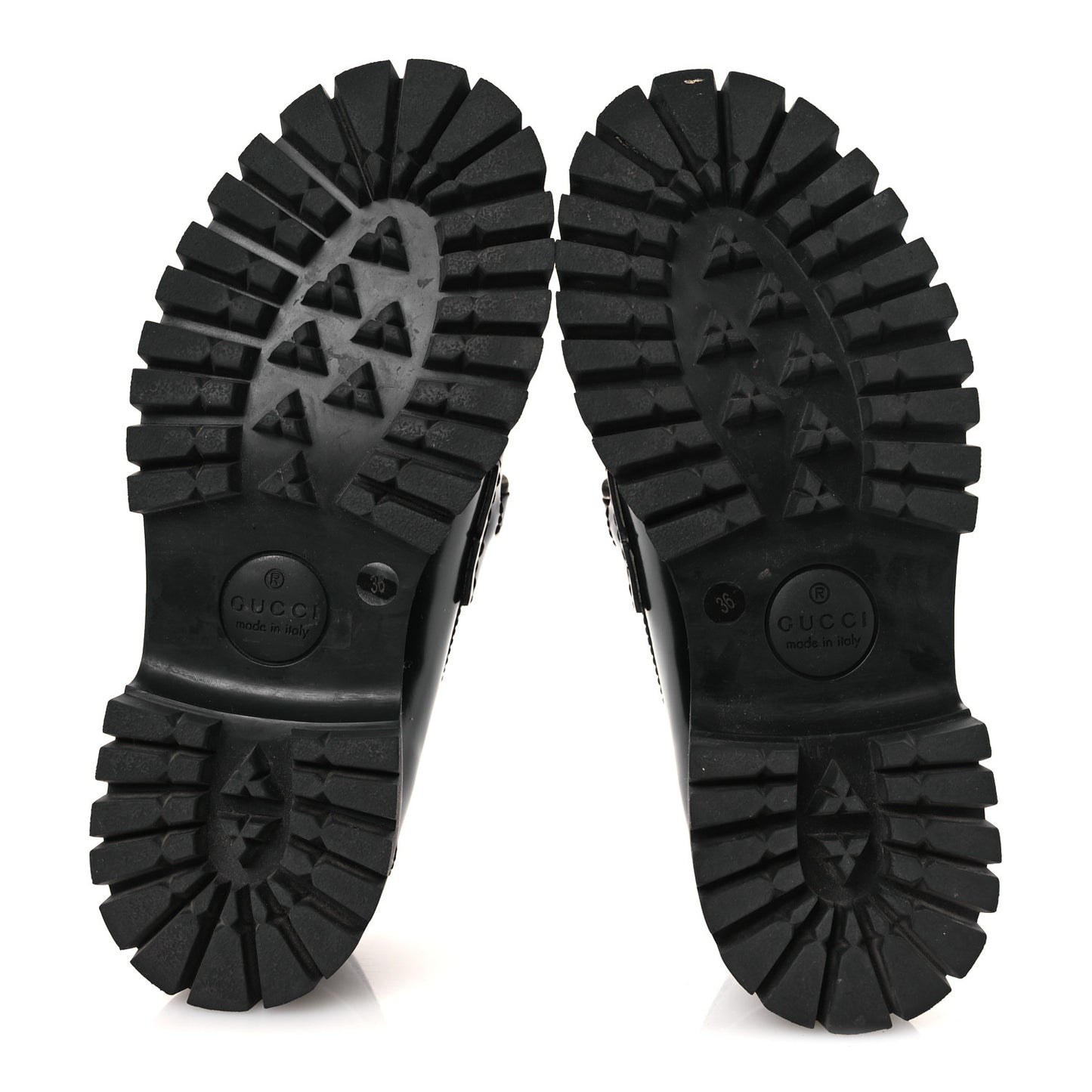 Cordovan Lux Womens Interlocking G Platform Lug Sole Loafers 36 Black Off White