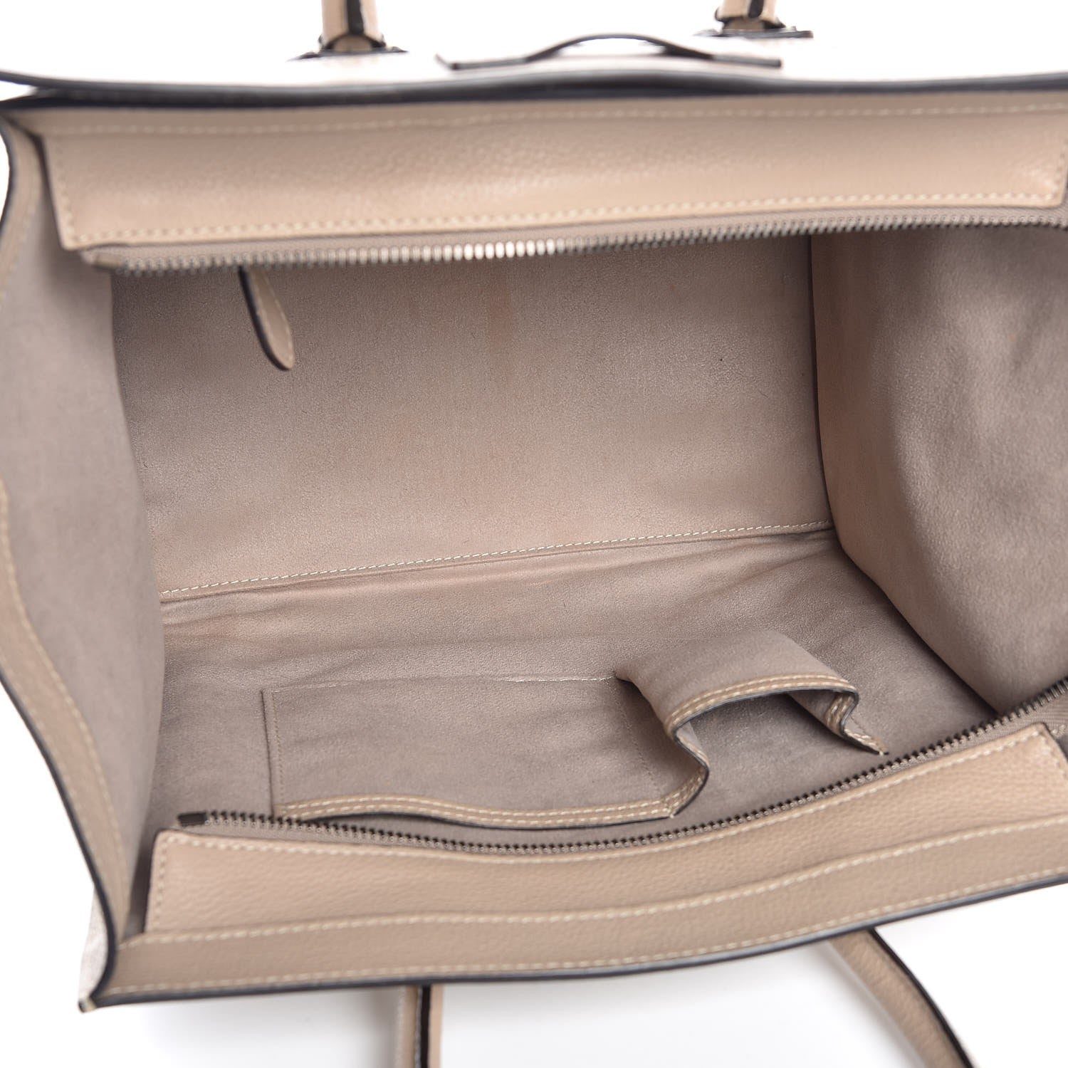 Celine Drummed Calfskin Mini Luggage Dune 5 of 9