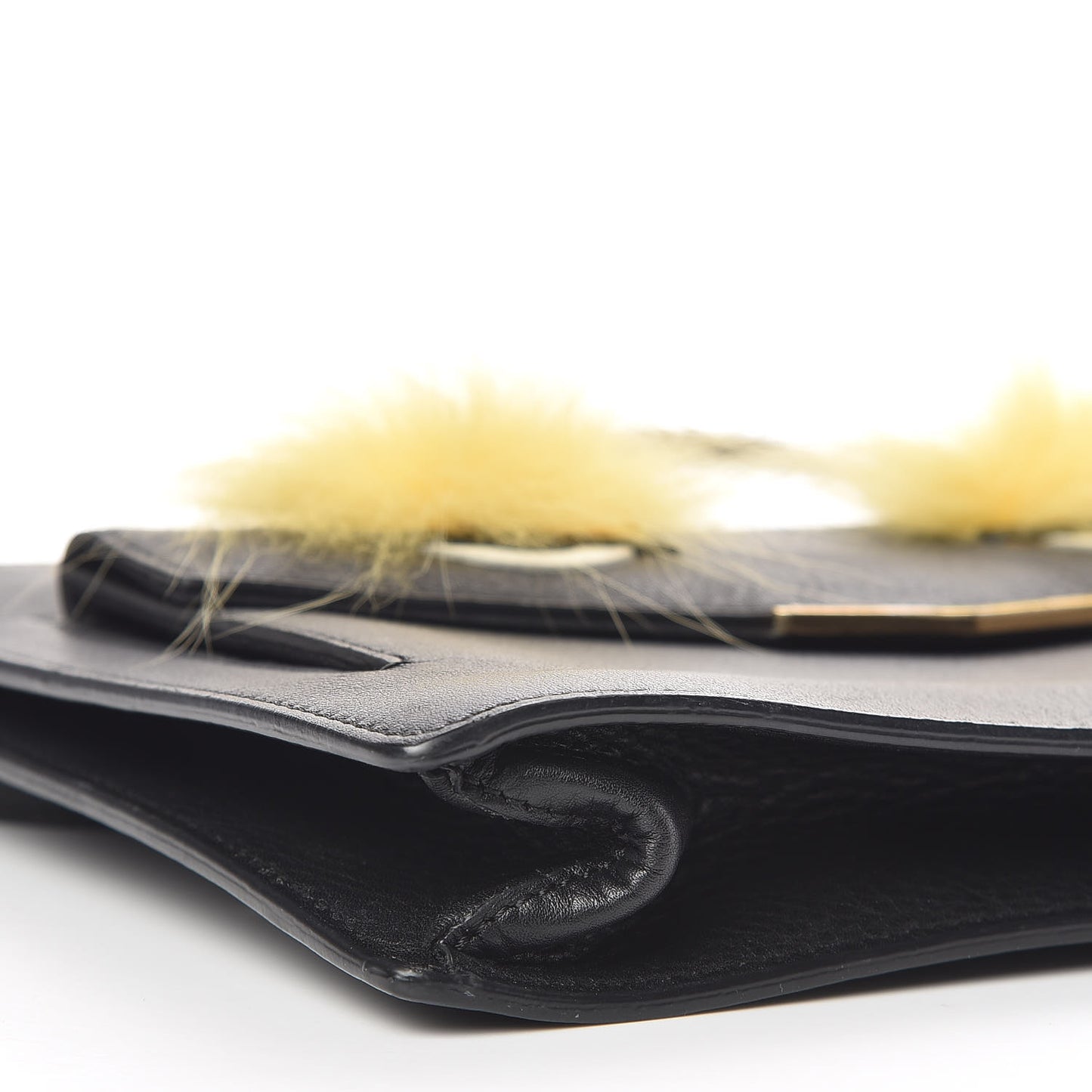 Vitello Dolce Fox Fur Monster Eyes Mini 2Jours Pouch Black Yellow