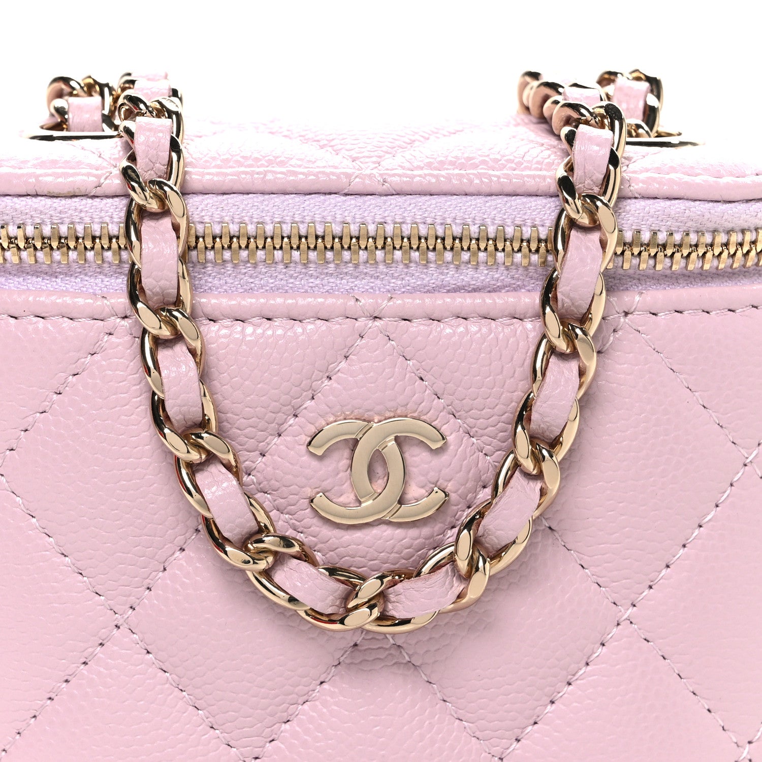 Chanel Caviar Quilted Small Vertical Coco Beauty Vanity Case With Chain Light Pink 7 of 9