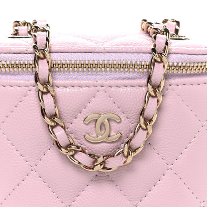 Chanel Caviar Quilted Small Vertical Coco Beauty Vanity Case With Chain Light Pink 7 of 9
