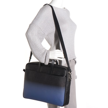 Fendi Vitello Elite FF Business Handbag Black Cobalto 2 of 11