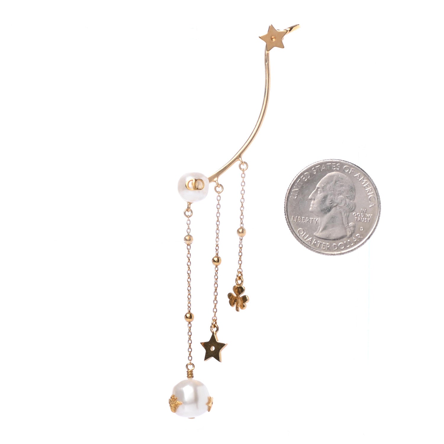 Christian Dior Pearl Shiny-D Earring Gold 2 of 4